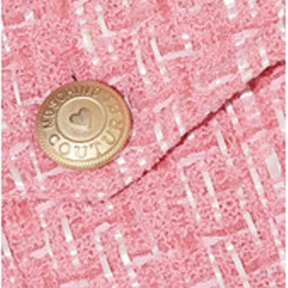 MOSCHINO COUTURE RAFFIA BOUCLE PINK TWEED JACKET SKIRT SET 2017 RUNWAY SZ 8 - Picture 6 of 16